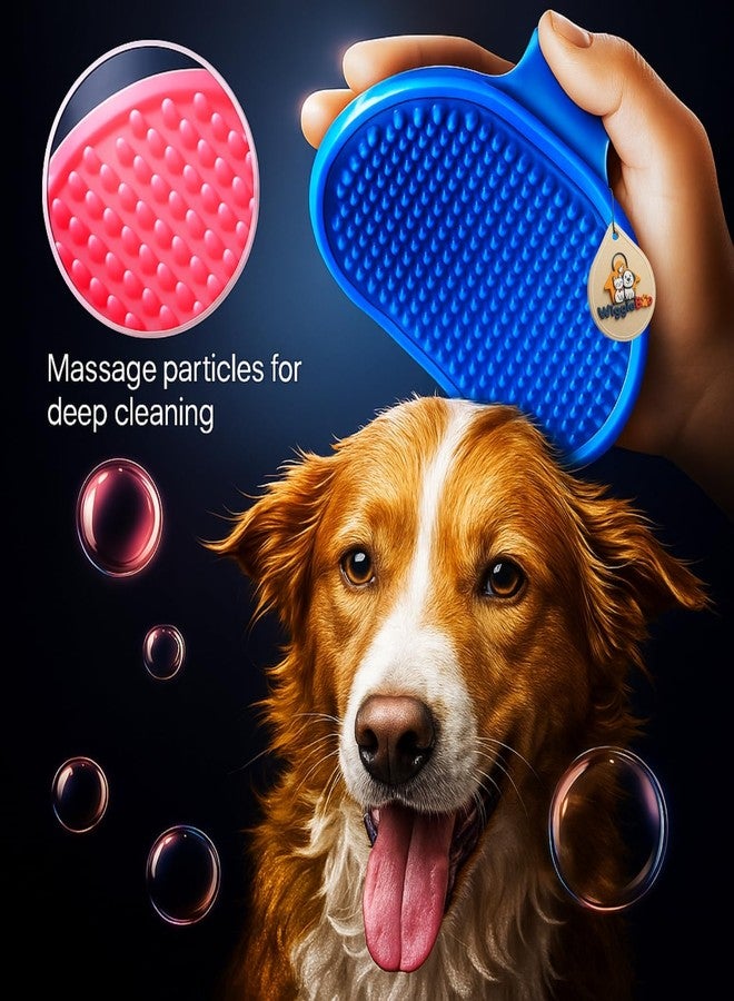 WiggleBoo مجموعة WiggleBoo 2 في 1 للعناية بالحيوانات الأليفة | مشط للبراغيث + مشط تدليك لإزالة الشعر الزائد من راحة اليد مصنوع من المطاط الناعم | للقراد والبراغيث والقمل | للتحكم في تساقط الشعر، قبضة مريحة، مزيل للشعر والأوساخ (عشوائي) - Image 2